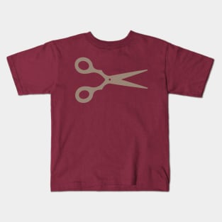 Simple Beige Scissors on Grey Background Kids T-Shirt